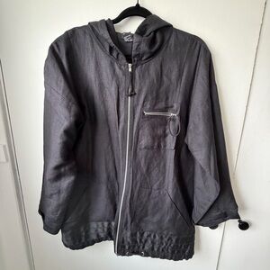 Maria Gabrielle Linen Blend Hooded Jacket XL | Lightweight PNW Layer